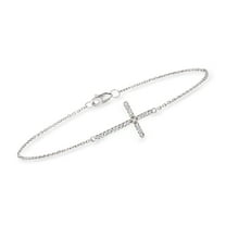 Ross-Simons 14kt White Gold Sideways Cross Bracelet With Diamonds, Women's, Adult