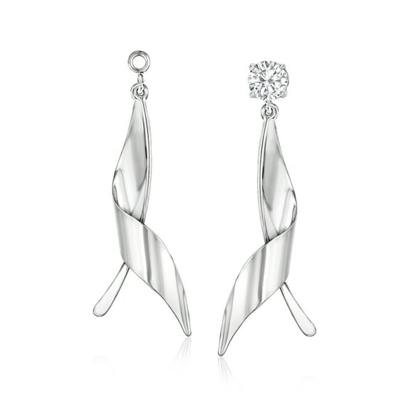 Ross-Simons 14kt White Gold Twisted Leaf Drop Earring Jackets, Women's, Adult