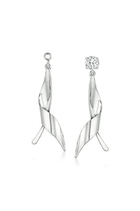 14kt White Gold Twisted Leaf Drop Earring Jackets, Women's, Adult