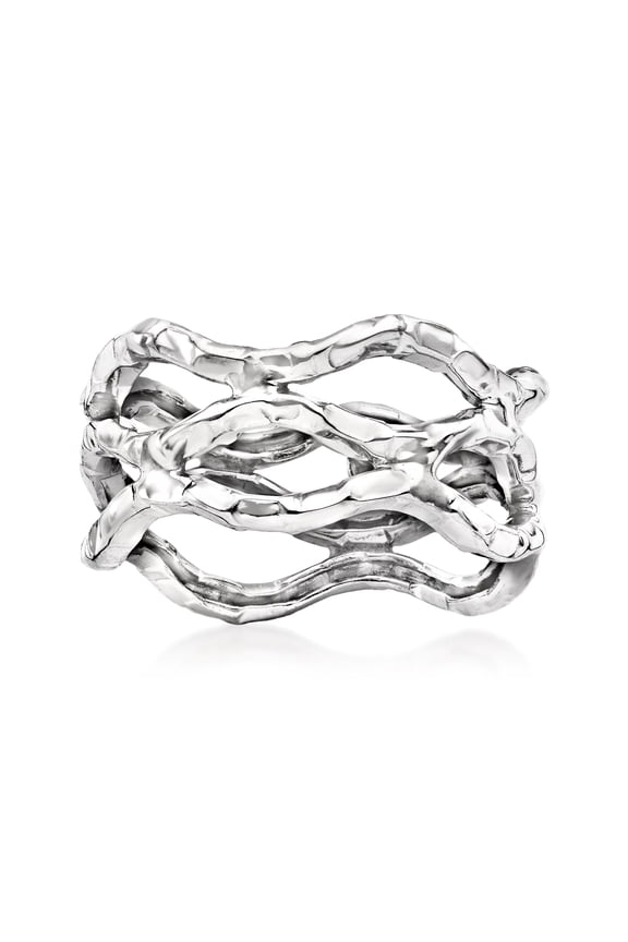 14kt White Gold Wavy Open-Space Ring, Women's, Adult