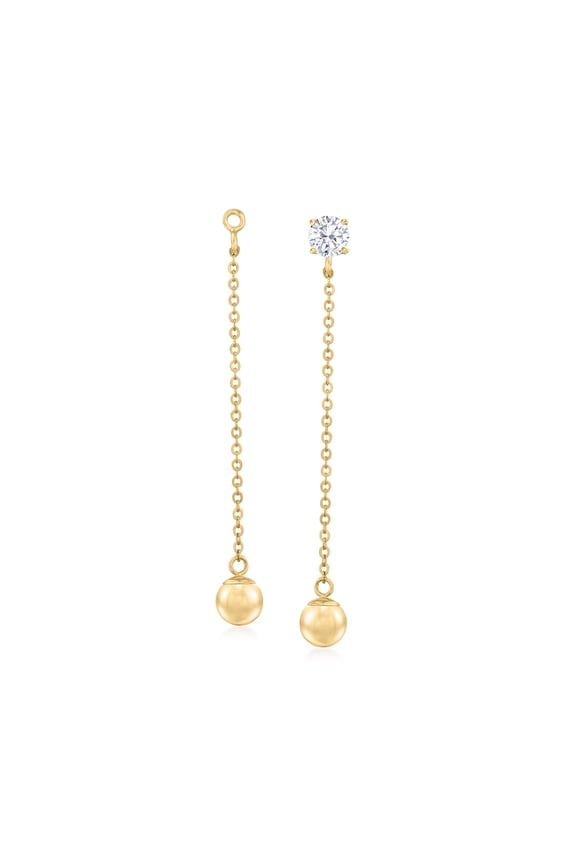 14kt Yellow Gold 6mm Ball Drop Earring Jackets, Women's, Adult