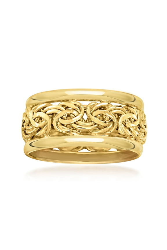 14kt Yellow Gold Bordered Byzantine Ring, Women's, Adult