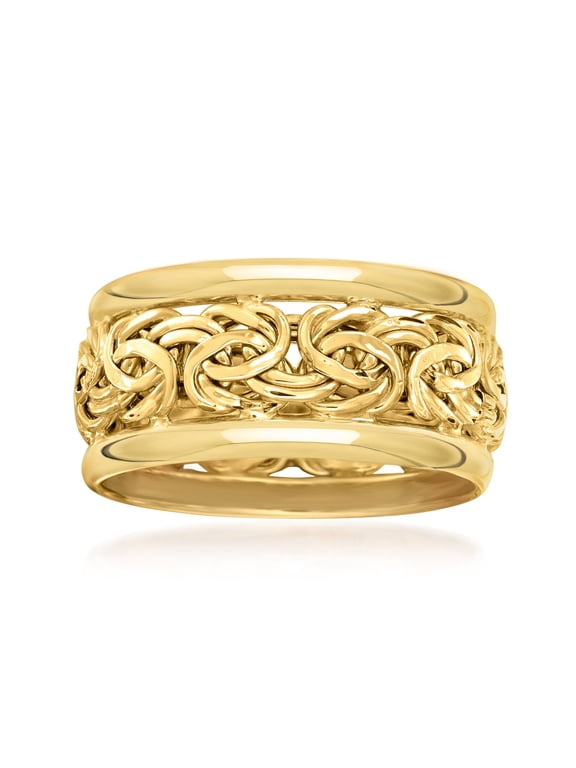 14kt Yellow Gold Bordered Byzantine Ring, Women's, Adult