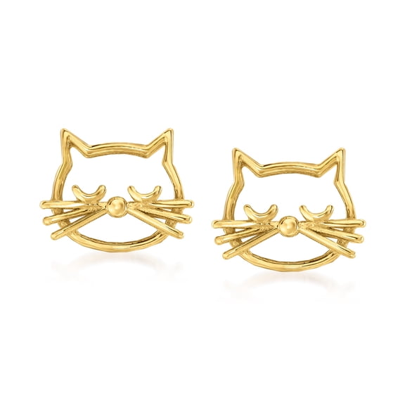 Ross-Simons 14kt Yellow Gold Cat Outline Earrings, Women's, Adult