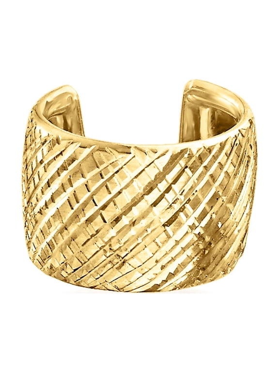 14kt Yellow Gold Cross-Hatched Single Ear Cuff, Women's, Adult