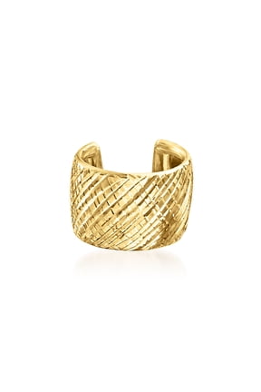14kt Yellow Gold Cross-Hatched Single Ear Cuff, Women's, Adult