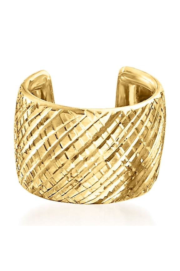 14kt Yellow Gold Cross-Hatched Single Ear Cuff, Women's, Adult