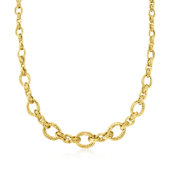 Ross-Simons 14kt Yellow Gold Double-Oval Link Necklace, Women's, Adult