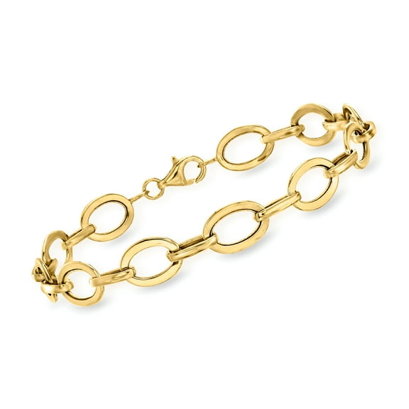 Ross-Simons 14kt Yellow Gold Flat Oval-Link Bracelet, Women's, Adult