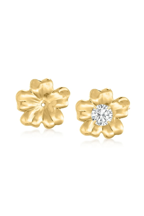 14kt Yellow Gold Flower Petal Earring Jackets, Women's, Adult