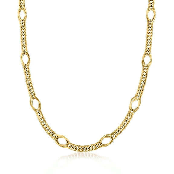 Ross-Simons 14kt Yellow Gold Geometric Oval-Link Necklace, Women's, Adult