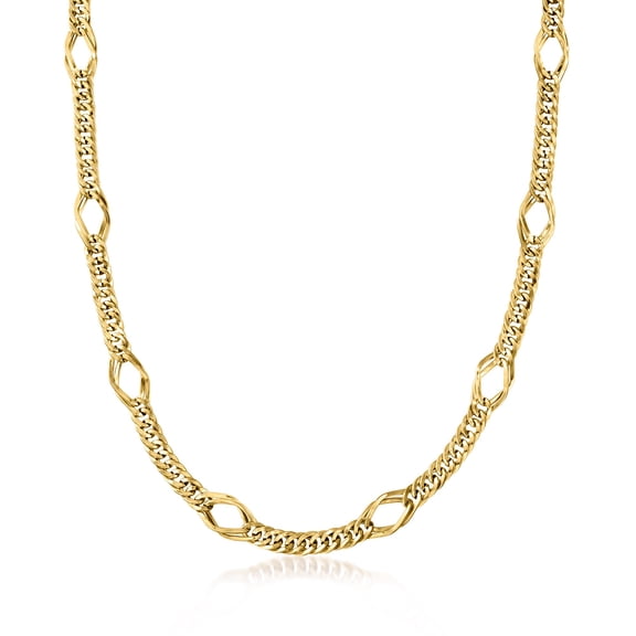 Ross-Simons 14kt Yellow Gold Geometric Oval-Link Necklace, Women's, Adult