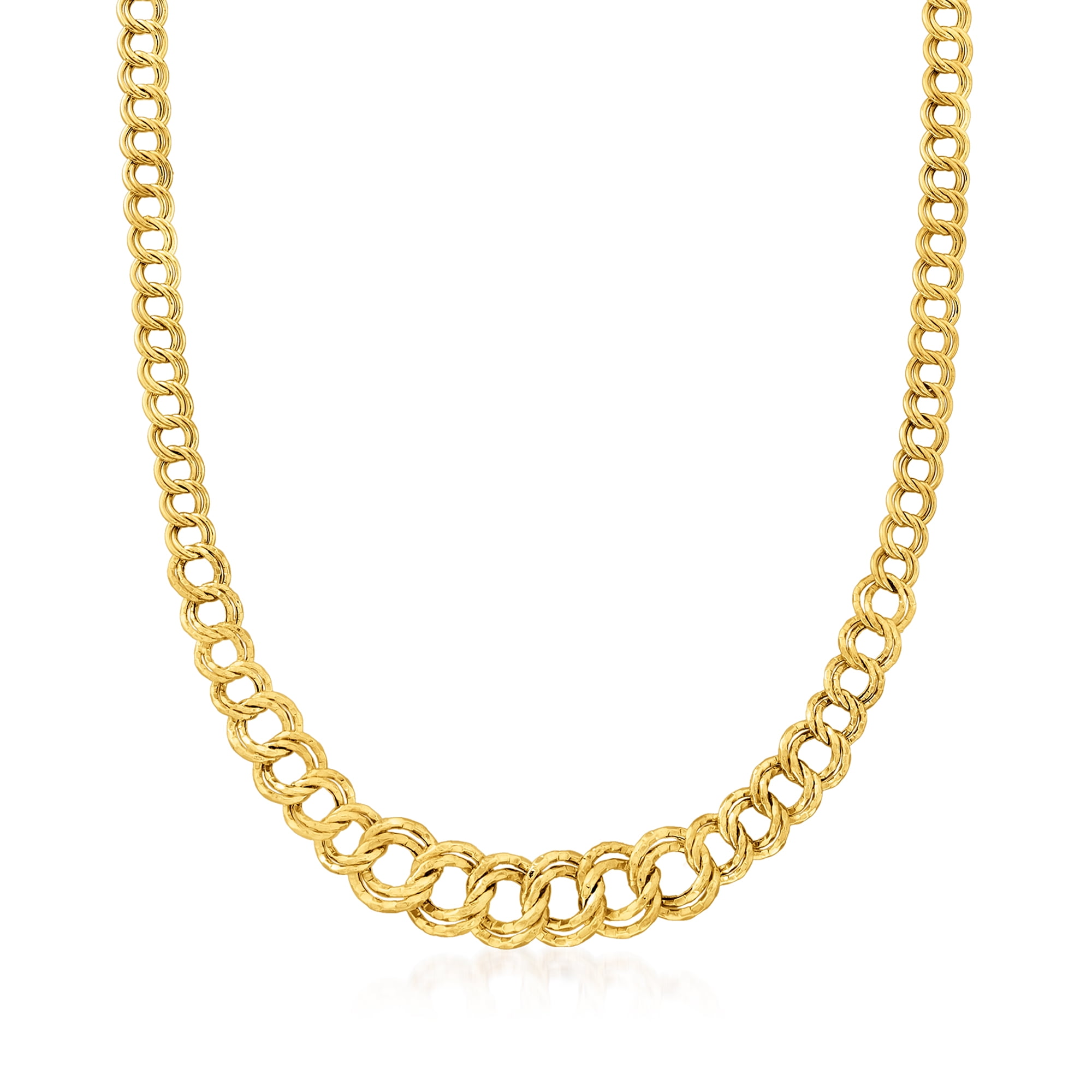 Ross-Simons 14kt Yellow Gold Graduating Double-Oval Link Necklace, Women's,  Adult