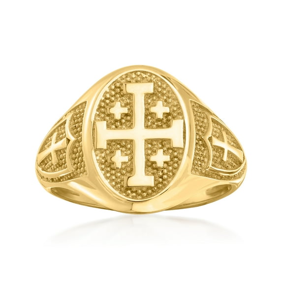 Ross-Simons 14kt Yellow Gold Multi-Cross Signet Ring, Women's, Adult