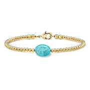 Ross-Simons 14kt Yellow Gold-Plated Bead Bracelet With Simulated Turquoise, Womens, Adult
