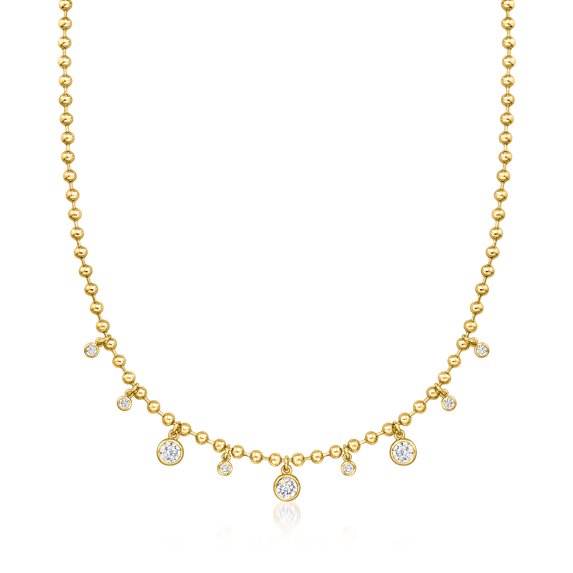 Ross-Simons 14kt Yellow Gold-Plated Bead Necklace With 2.00 ct. t.w. Czs, Women's, Adult