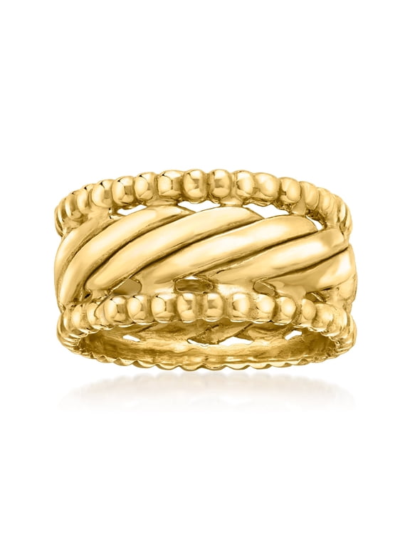 14kt Yellow Gold-Plated Beaded Border Ring, Women's, Adult