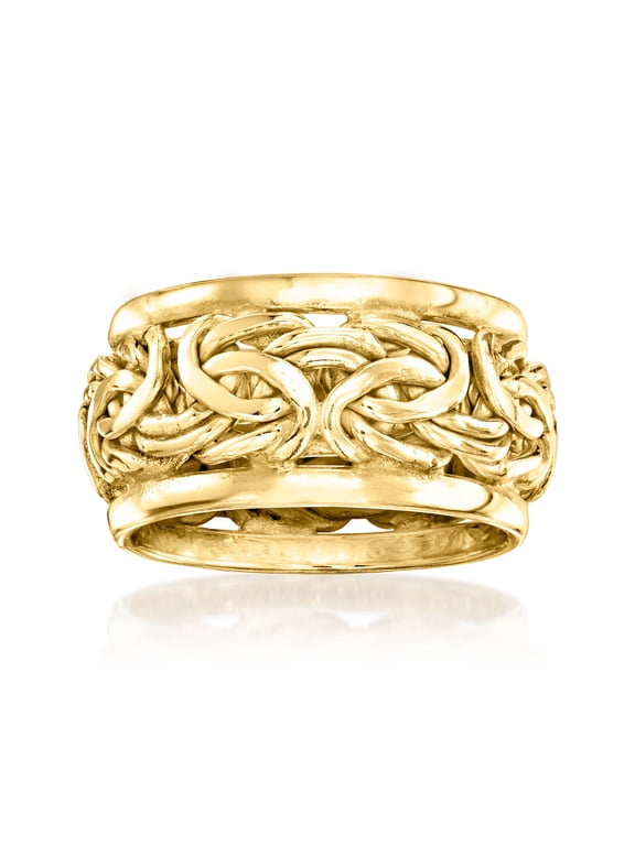 14kt Yellow Gold-Plated Bordered Byzantine Ring, Women's, Adult