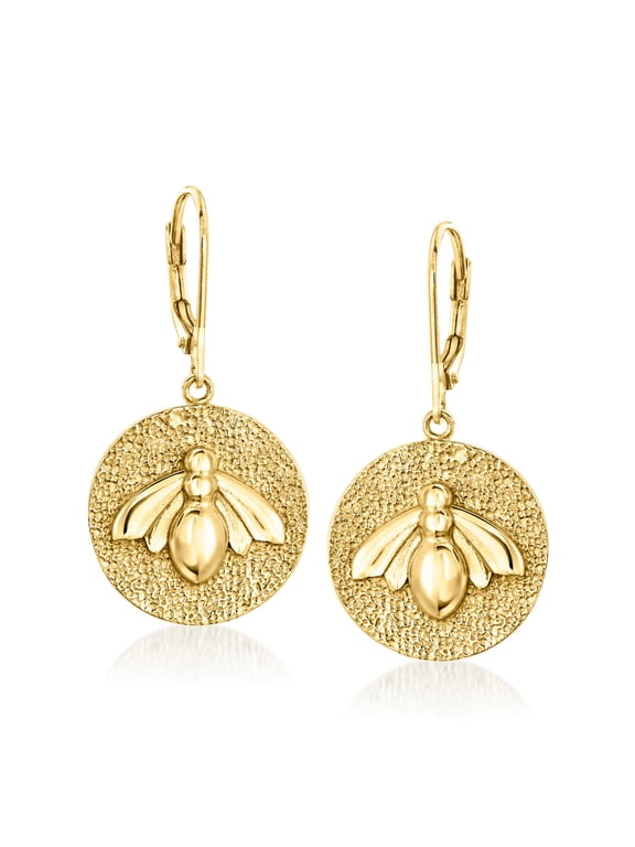 14kt Yellow Gold-Plated Bumblebee Drop Earrings, Women's, Adult