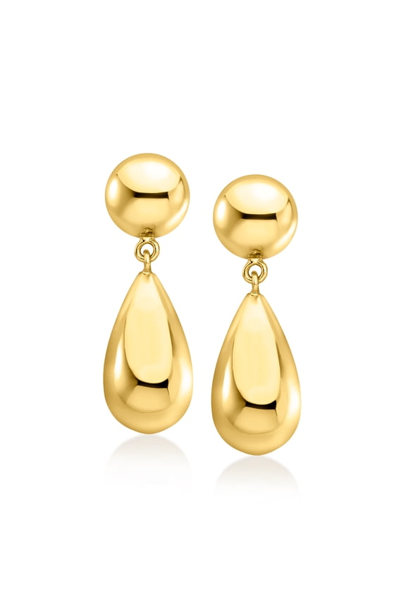 14kt Yellow Gold-Plated Teardrop Earrings, Women's, Adult
