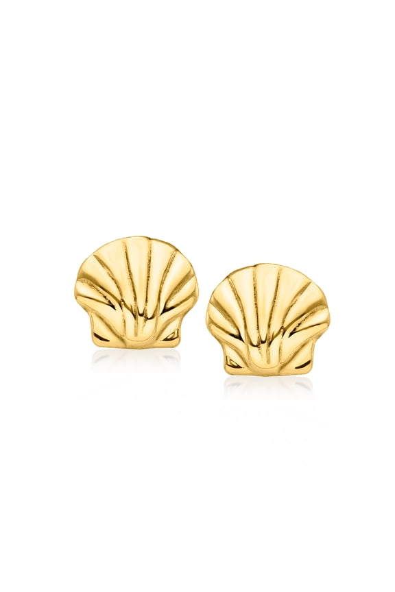 14kt Yellow Gold Seashell Stud Earrings, Women's, Adult