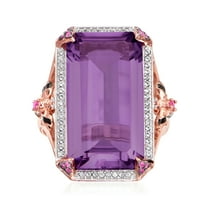 Ross-Simons 15.00 Carat Amethyst and .30 ct. t.w. Multi-Gemstone Bumblebee Ring in 18kt Rose Gold Over Sterling, Women's, Adult