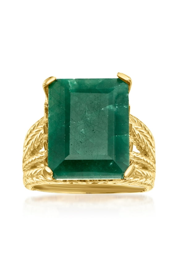 15.00 Carat Emerald Multi-Row Ring in 18kt Gold Over Sterling, Women's, Adult
