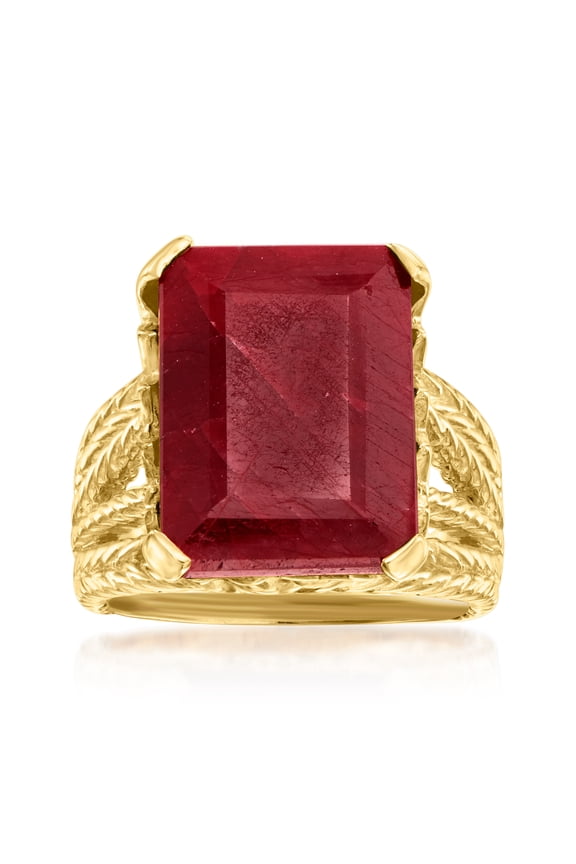 15.00 Carat Ruby Multi-Row Ring in 18kt Gold Over Sterling, Women's, Adult