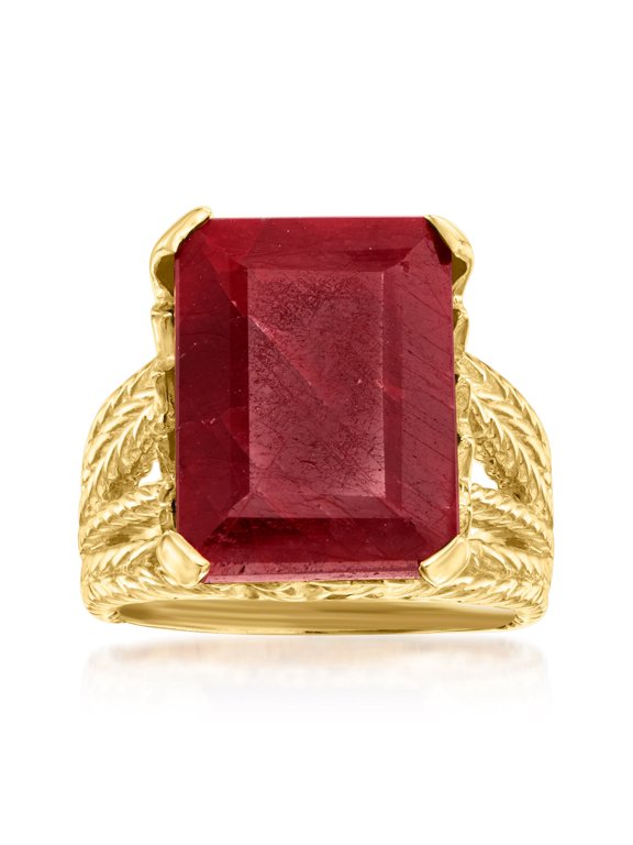 15.00 Carat Ruby Multi-Row Ring in 18kt Gold Over Sterling, Women's, Adult