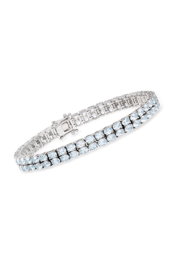 15.00 ct. t.w. Aquamarine 2-Row Tennis Bracelet in Sterling Silver, Women's, Adult