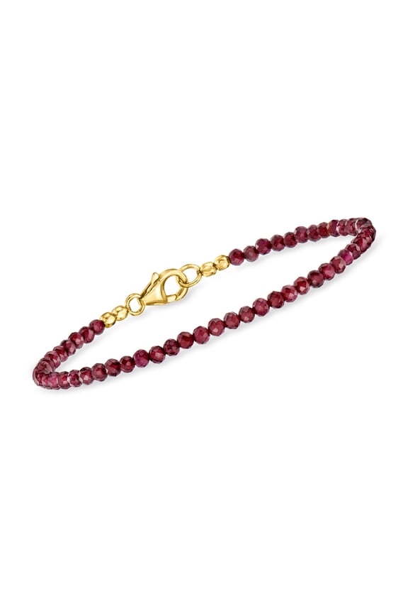 14.00 ct. t.w. Garnet Bead Bracelet in 18kt Gold Over Sterling, Women's, Adult