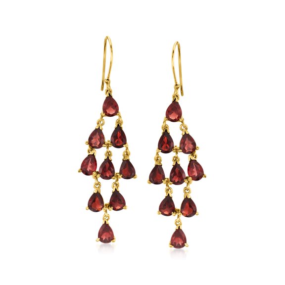 Ross-Simons 16.00 ct. t.w. Garnet Chandelier Earrings in 18kt Gold Over Sterling, Women's, Adult