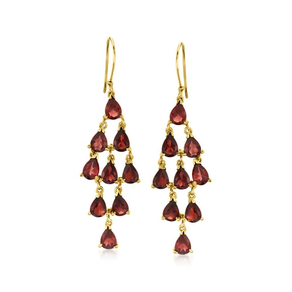 Ross-Simons 16.00 ct. t.w. Garnet Chandelier Earrings in 18kt Gold Over Sterling, Women's, Adult