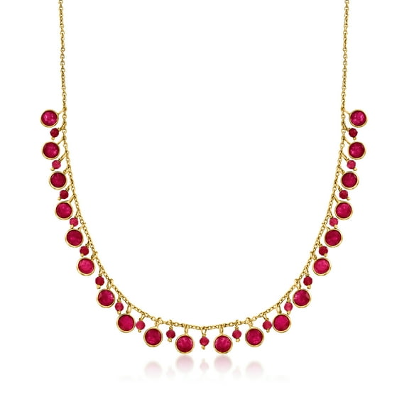 Ross-Simons 16.90 ct. t.w. Ruby Drop Necklace in 18kt Gold Over Sterling, Women's, Adult