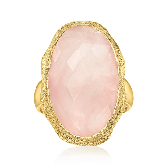 Ross-Simons 17.00 Carat Rose Quartz Ring in 18kt Gold Over Sterling, Women's, Adult