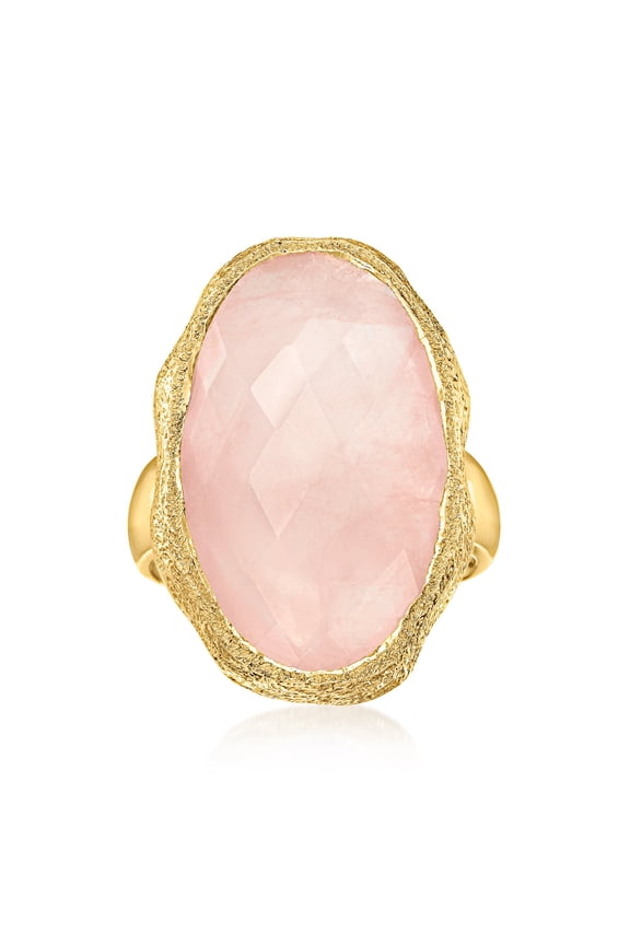 17.00 Carat Rose Quartz Ring in 18kt Gold Over Sterling, Women's, Adult