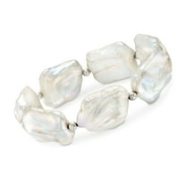 Ross-Simons 17-20mm Cultured Baroque Pearl Stretch Bracelet With Sterling Silver, Women's, Adult