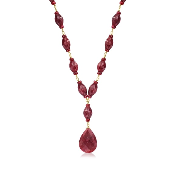 Ross-Simons 175.00 ct. t.w. Ruby Drop Necklace in 18kt Yellow Gold Over Sterling Silver, Women's, Adult