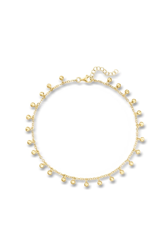 18kt Gold Over Sterling Ball Station Anklet, Women's, Adult