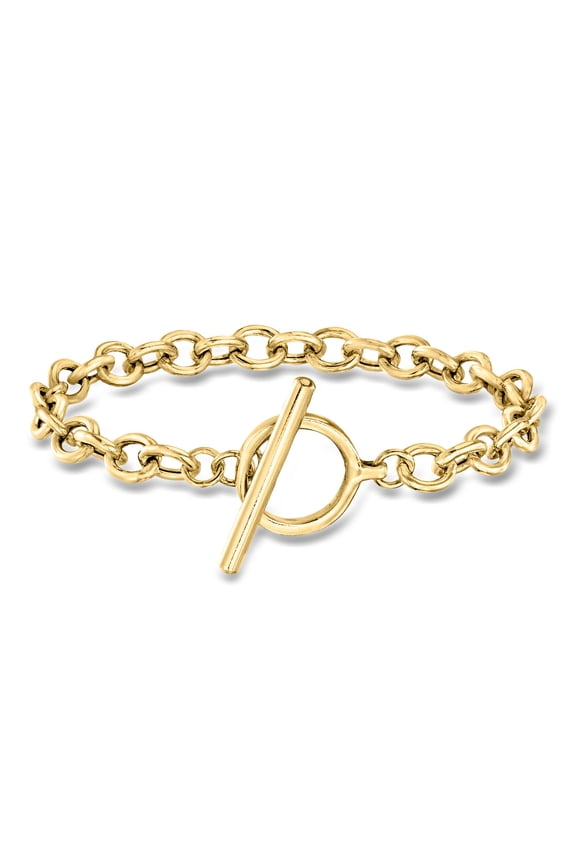 18kt Gold Over Sterling Cable-Link Toggle Bracelet, Women's, Adult