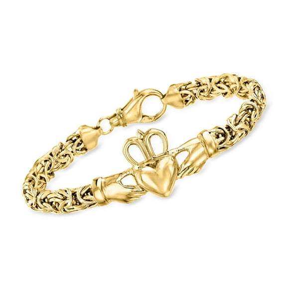 Ross-Simons 18kt Gold Over Sterling Claddagh Byzantine Bracelet, Women's, Adult