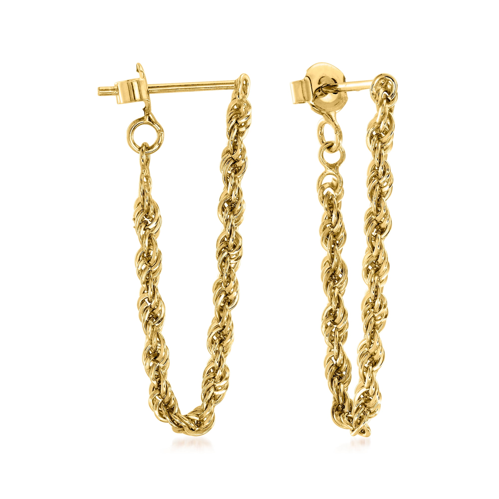 Ross-Simons 18kt Gold Over Sterling Endless Rope Chain Drop Earrings ...