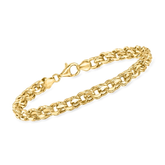 Ross-Simons 18kt Gold Over Sterling Faceted Rolo-Link Bracelet, Women's, Adult