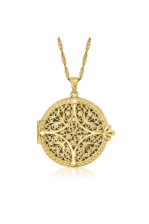18kt Gold Over Sterling Filigree Locket Necklace, Women's, Adult