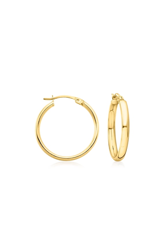 18kt Gold Over Sterling Flat Hoop Earrings, Women's, Adult