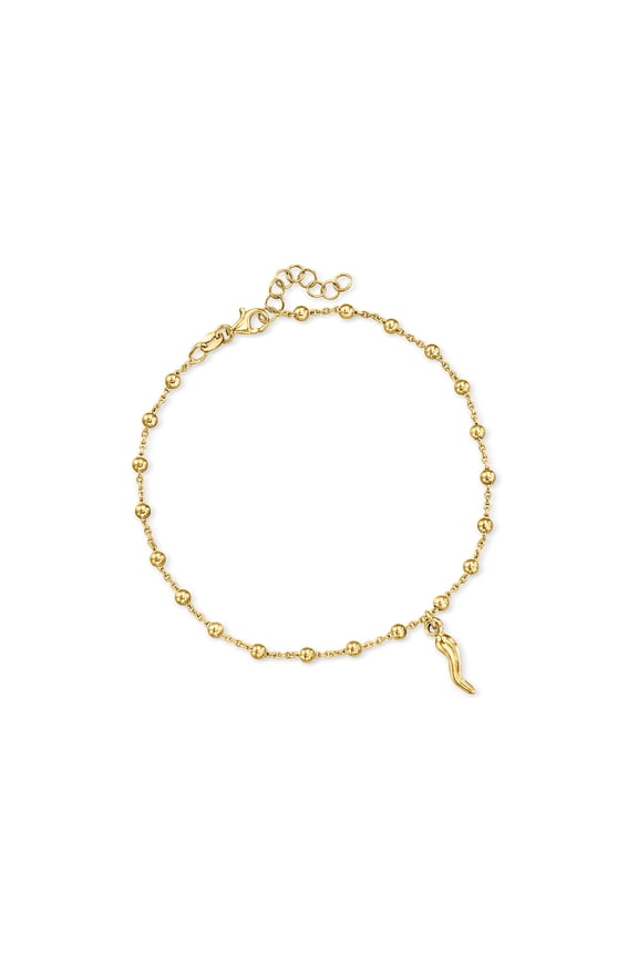 18kt Gold Over Sterling Italian Horn Bead Station Anklet, Women's, Adult