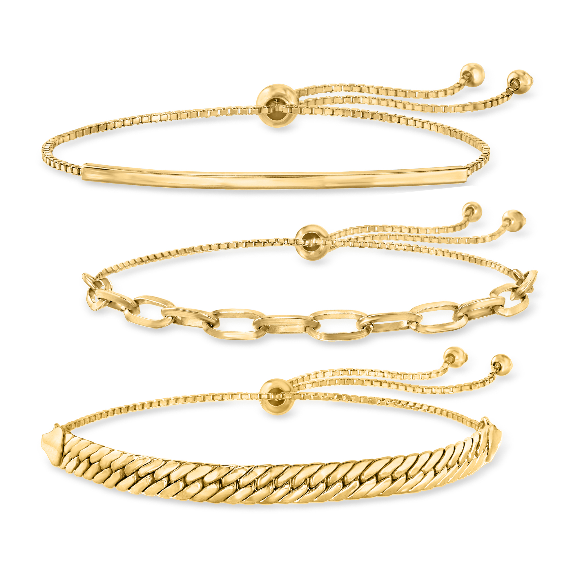 Adjustable Bolo Bracelet For Women - 14K Gold Plated Sterling Silver With Leaf Design