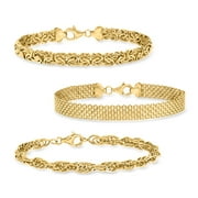 Ross-Simons 18kt Gold Over Sterling Jewelry Set: 3 Link Bracelets, Women's, Adult