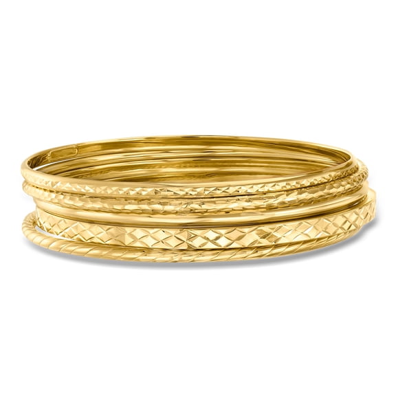 Ross-Simons 18kt Gold Over Sterling Jewelry Set: 5 Textured Bangle Bracelets, Women's, Adult