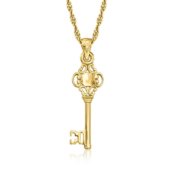 Ross-Simons 18kt Gold Over Sterling Key Pendant Necklace, Women's, Adult